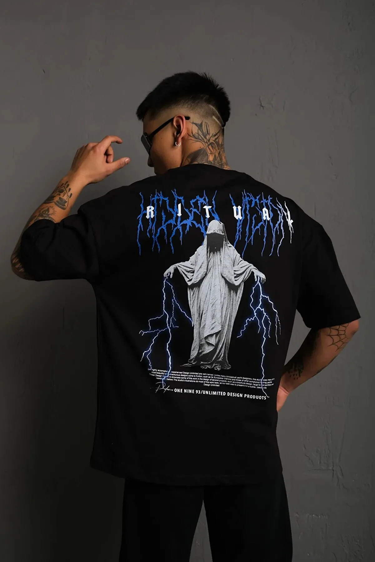 Ritual Baskılı Oversize Pamuk Unisex Tshirt